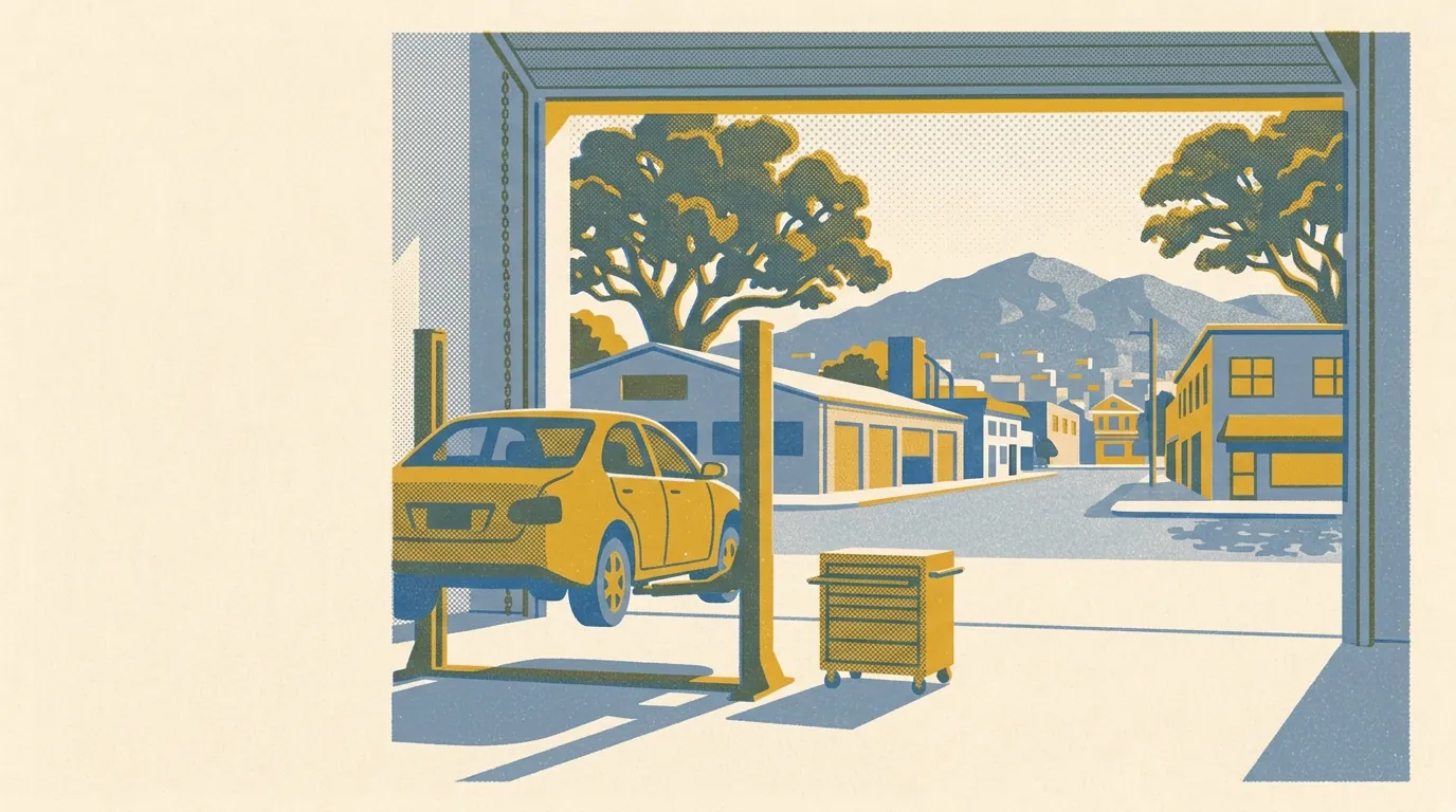 Illustration of auto repair shops in Oakland
