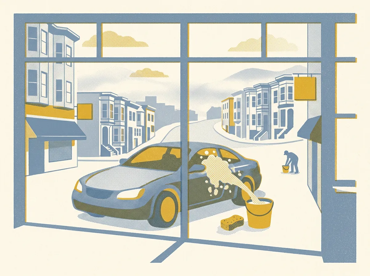 Illustration of auto detailing in San Francisco