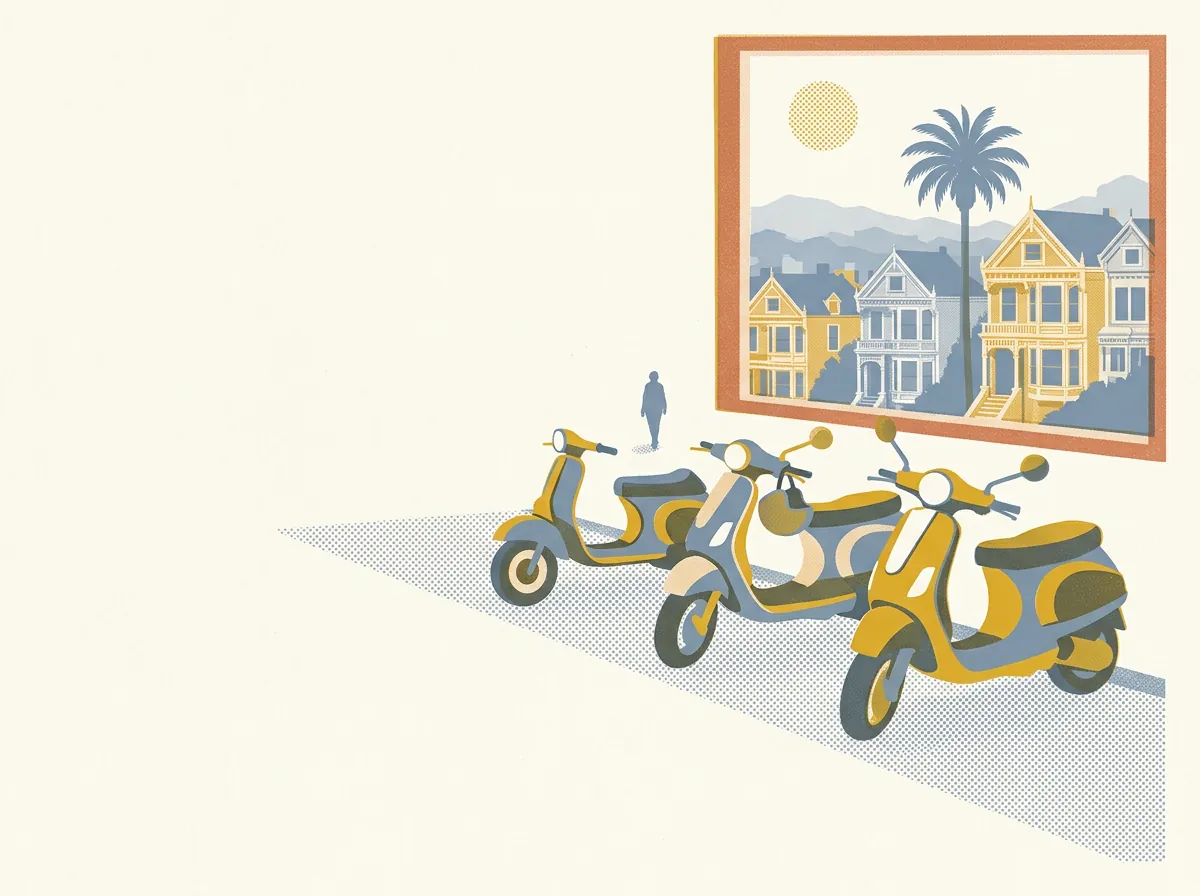 Illustration of scooter rentals in the Mission
