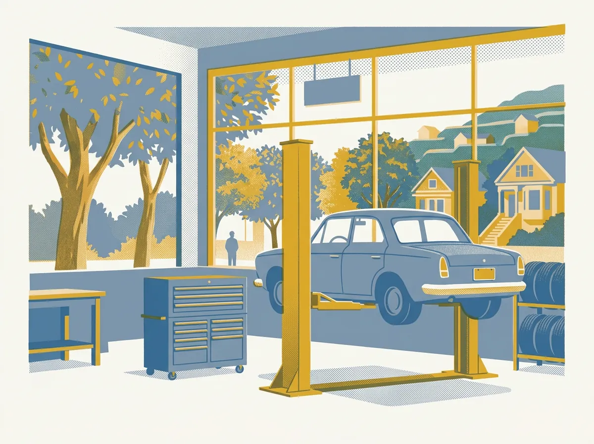Illustration of auto repair shops in Berkeley