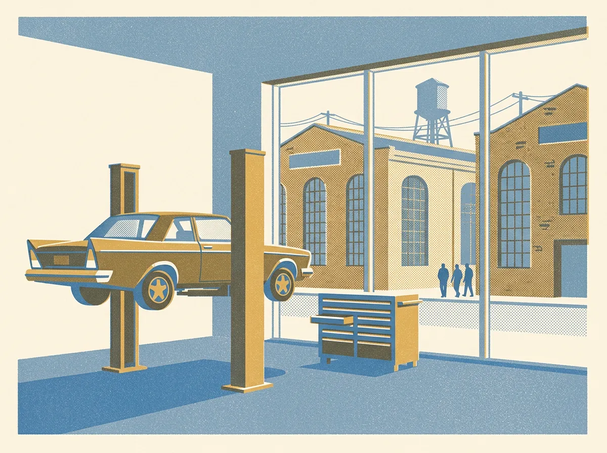 Illustration of auto repair shops in SoMa